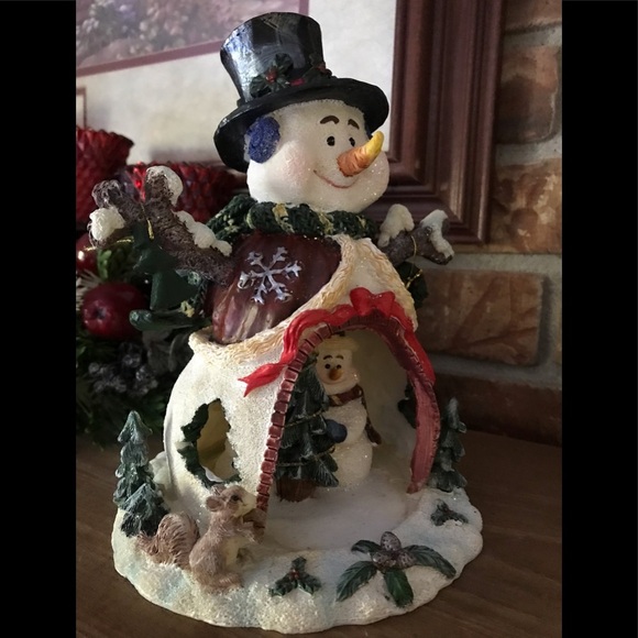 Rare Vintage Hand Painted Snowman Christmas Sculpture Collectible - Picture 2 of 7